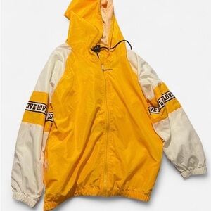 Thrill Yellow Hooded Jacket with Pink Logo Detail